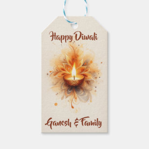 Elegant Diwali Diya Gift Tags