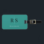 Elegant DIY Monogram Name & Info, Teal Black White Luggage Tag<br><div class="desc">An elegant and classy teal,  black and white design with personalised monogram,  name and contact info on back.</div>