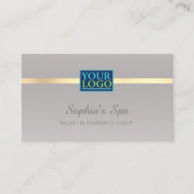 Elegant DIY Your Logo Business Name Silver & Gold Business Card (Front)