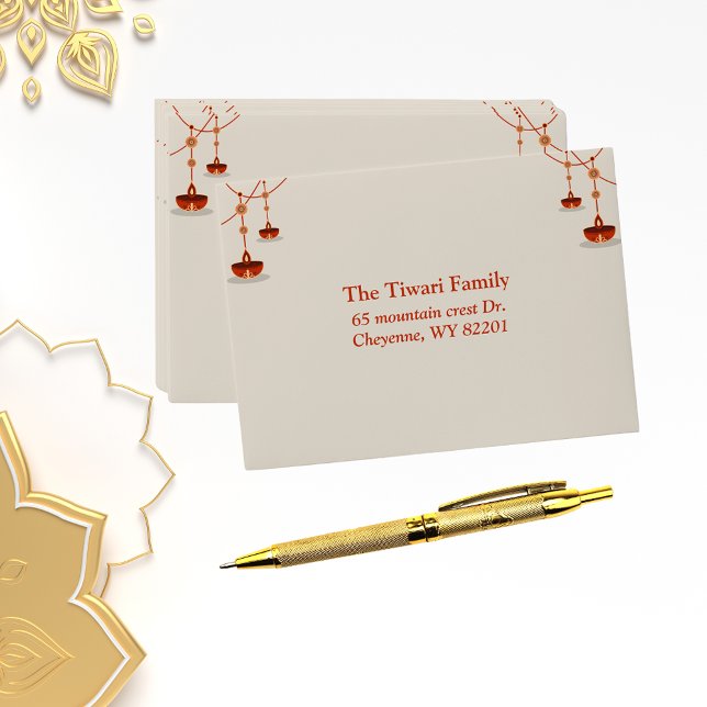 Elegant diyas  with custom text diwali envelope (Creator Uploaded)