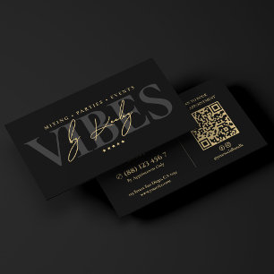 Elegant DJ Musician Entertainer MC Black Signature Business Card