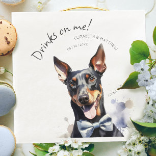 Elegant Doberman Waiter Watercolor Customisable Napkin