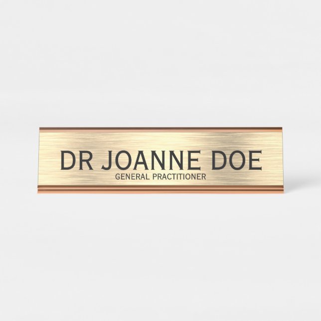 Elegant Doctor General Practitioner Gold Desk Name Plate (Front)