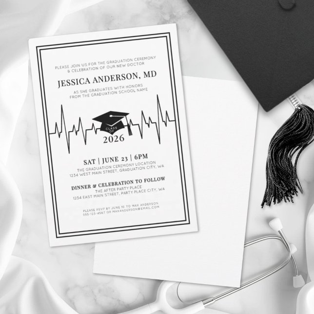 Elegant Doctor Medical Nursing School Graduation Invitation (Elegant Doctor Medical Nursing School Graduation Invitation)