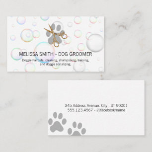 Elegant Dog Groomer Soap Bubbles Business Card