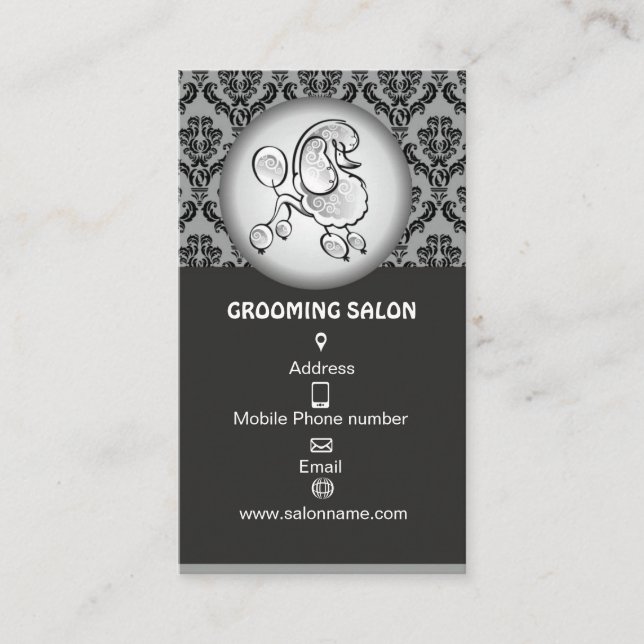 Elegant Dog Grooming Salon Business Card  (Front)