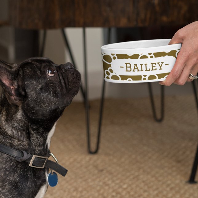 Elegant Dog paws brown customized pet bowl (Elegant Dog paws brown customized pet bowl)