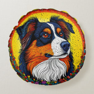 Elegant Dog Portrait Modern Pet Lover Home Décor Round Cushion