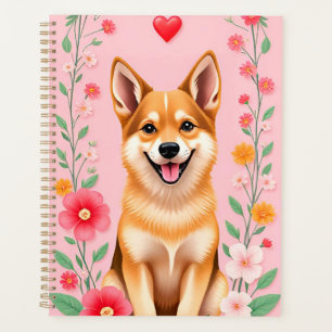 Elegant Dog Portrait Surrounded by Flowers Planner