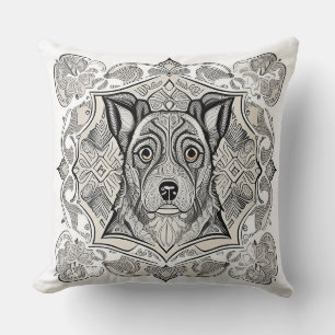 Elegant Dog Sketch Line Art Modern Minimal Cushion