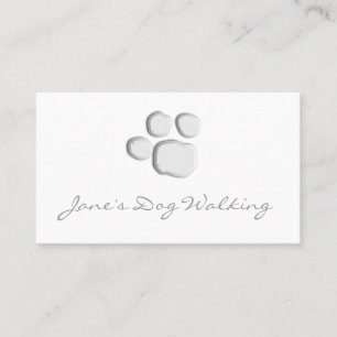 Elegant Dog Walking Paw Print Business Card