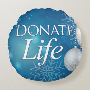 Elegant Donate Life Christmas Round Cushion