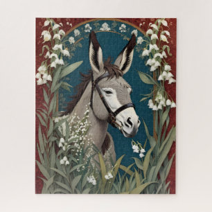 Elegant Donkey and Lily of The Valley Flowers Jigsaw Puzzle