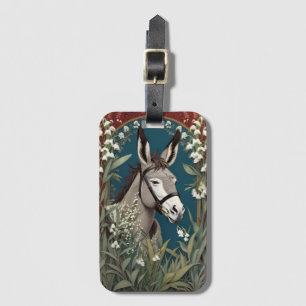 Elegant Donkey and Lily of The Valley Flowers Luggage Tag
