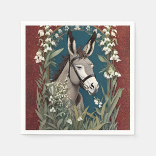 Elegant Donkey and Lily of The Valley Flowers Napkin