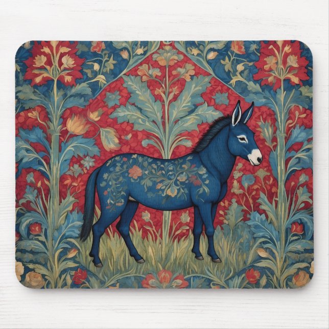 Elegant Donkey William Morris Inspired Patterned Mouse Pad (Front)