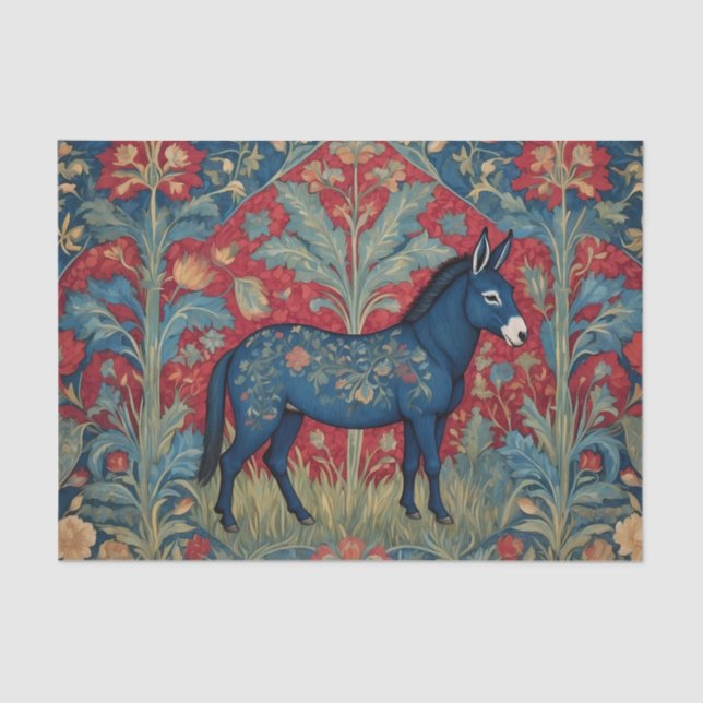 Elegant Donkey William Morris Inspired Patterned Tissue Paper (Front)