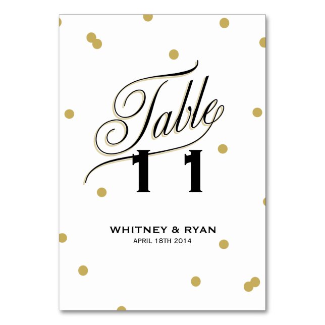 Elegant Dot Gold Table Cards (Front)