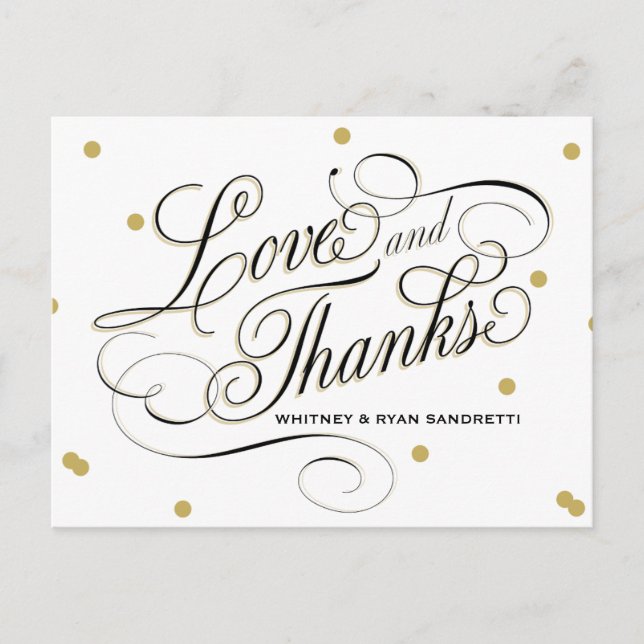 Elegant Dot Gold Thank You Postcard (Front)