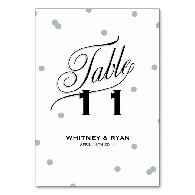Elegant Dot Silver Table Cards (Front)