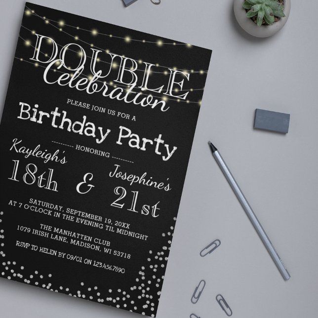 Elegant Double Celebration Birthday Party Invitation (Creator Uploaded)