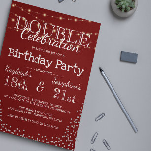 Elegant Double Celebration Birthday Party Invitation