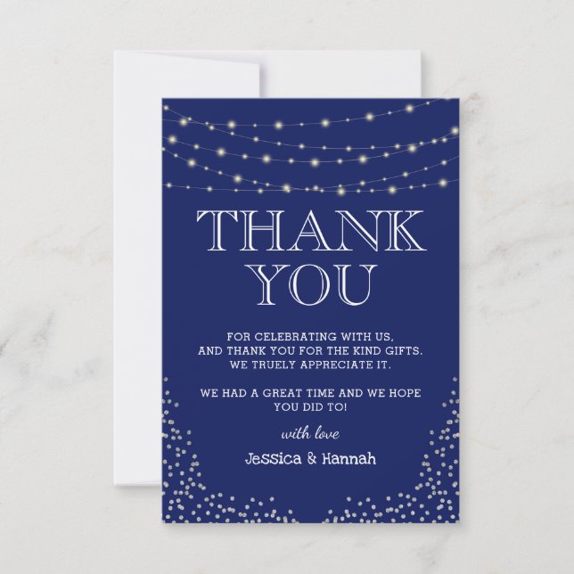 Elegant Double Celebration Birthday Party  Thank You Card (Front)
