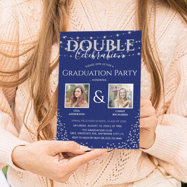 Elegant Double Celebration Graduation Party Invitation (Creator Uploaded)