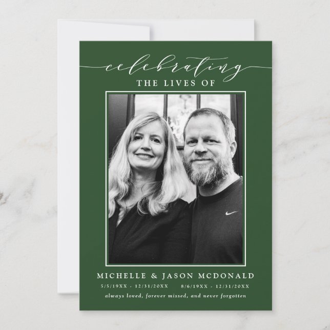 ELEGANT DOUBLE CELEBRATION OF LIFE FUNERAL SERVICE INVITATION (Front)