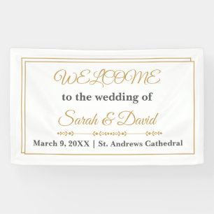 Elegant Double Gold Border Wedding Welcome Banner