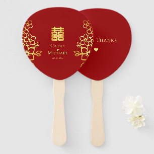 Elegant double happiness Chinese wedding floral Hand Fan