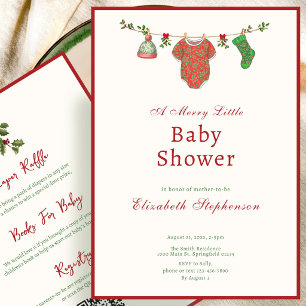 Elegant Double Sided Holly Christmas Baby Shower Invitation