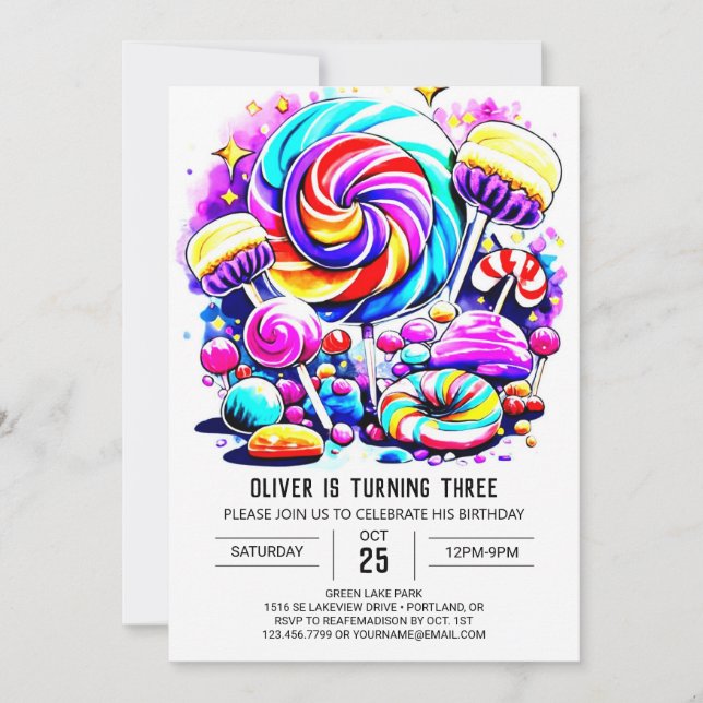 Elegant Doughnut Sweet Birthday Invitation (Front)