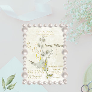 Elegant Dove Christening Invitation