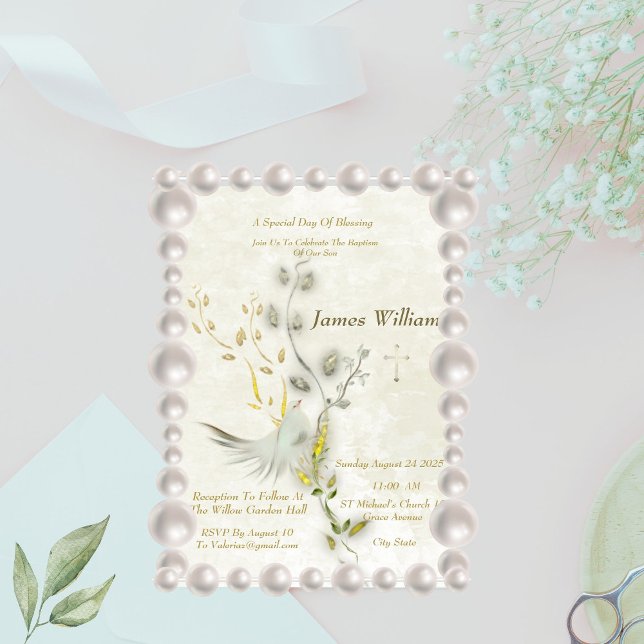 Elegant Dove Christening Invitation (Creator Uploaded)