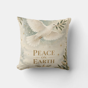 Elegant Dove Christmas ,Peace on Earth White style Cushion
