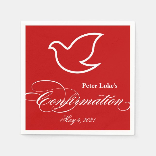 Elegant Dove Confirmation Personalised Napkin (Front)