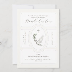 Elegant Dove Olive Branch Baptism Invitation