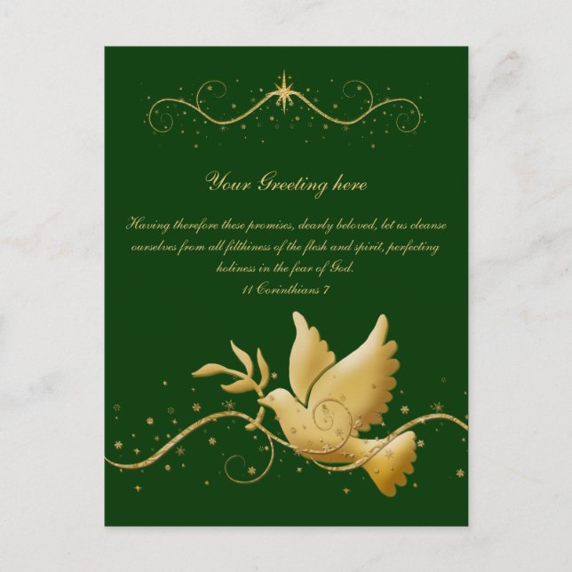 Elegant dove peace "Christmas holiday" Holiday Postcard (Front)
