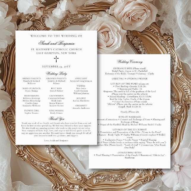 Elegant Downloadable Catholic Wedding Mass Program (This elegant, downloadable Catholic wedding program features the text for a full nuptial Mass.)