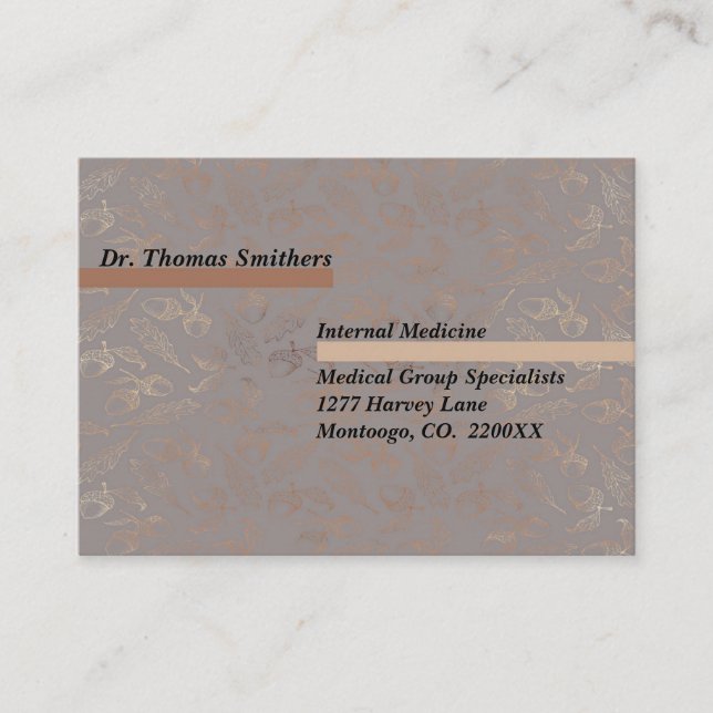 Elegant Dr. Design in Brown, Tan & Gold Colours Business Card (Front)