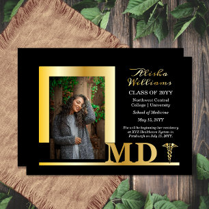 Elegant Dr MD Caduceus Photo Graduate Black