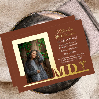 Elegant Dr MD Caduceus Photo Graduate Terracotta