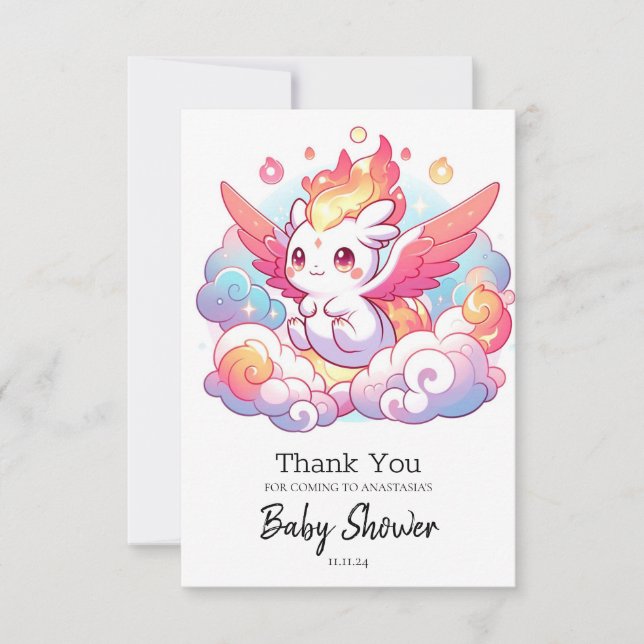 Elegant Dragon Baby Shower Thank You Card (Front)