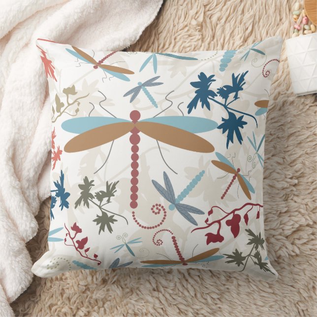 Elegant Dragonflies Multi Colour Pattern Cushion (Blanket)