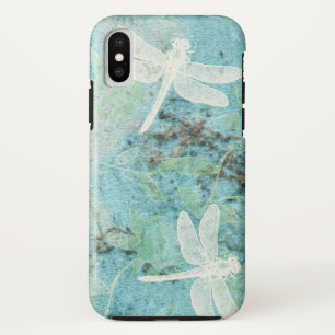 Elegant Dragonflies Teal Art iPhone X Case
