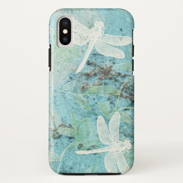 Elegant Dragonflies Teal Art Case-Mate iPhone Case (Back)