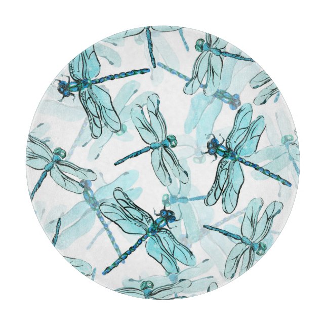 Elegant Dragonflies: Watercolor Wonder Cutting Board (Front)