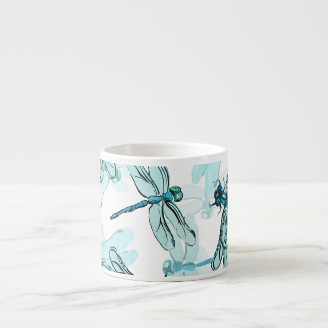 Elegant Dragonflies: Watercolor Wonder Espresso Cup (Front)
