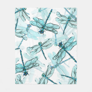Elegant Dragonflies: Watercolor Wonder Fleece Blanket